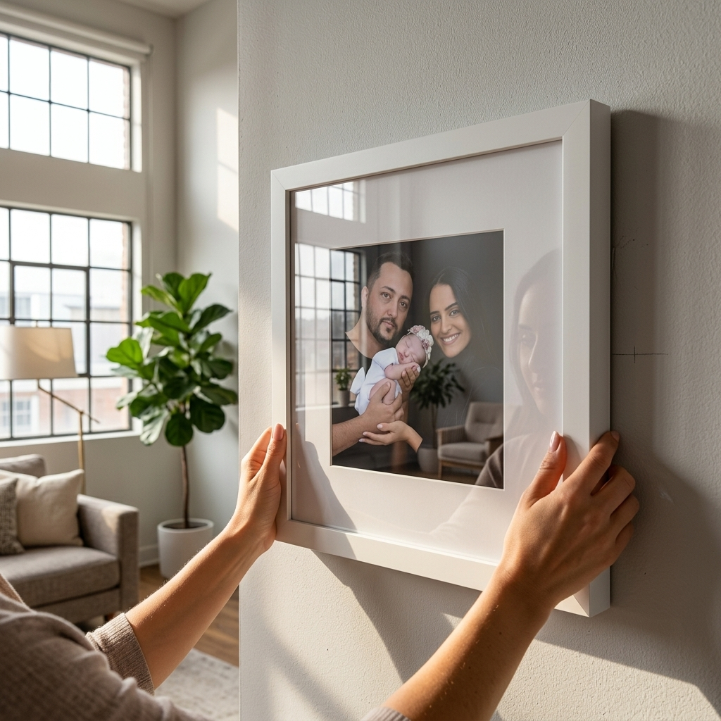 Porta Retrato Quadro Moderno 23cm para Foto 10cm com Vidro Acrilico