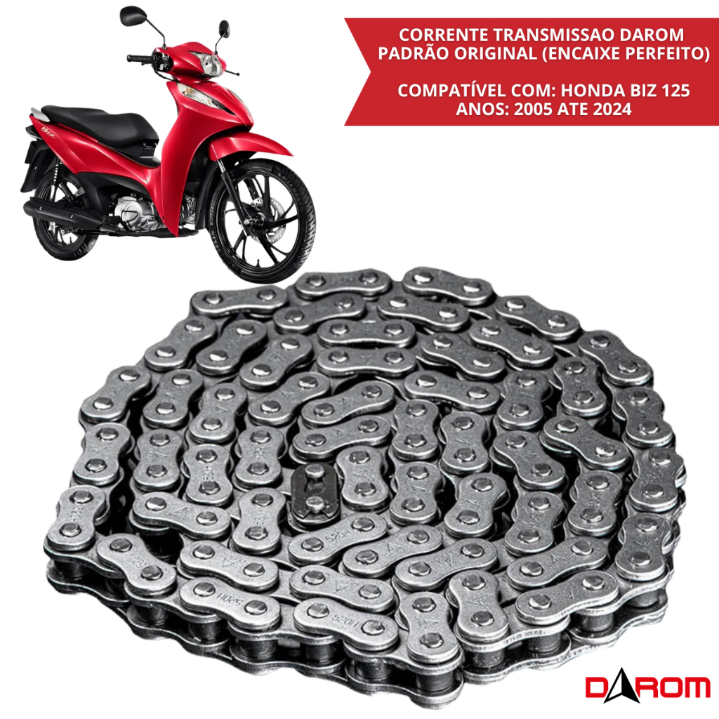 Corrente Relação 428HX106L Para Honda Biz 125 KS ES EX Alta Resistência Moto Honda Darom