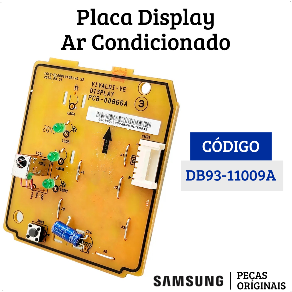 Placa Display Tela Receptora Ar Condicionado Samsung Original DB93-11009A Max Plus 9000 12000 Btus