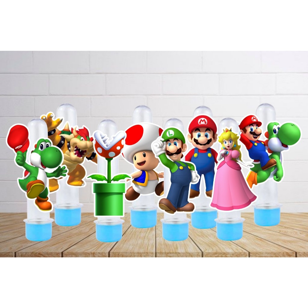 Apliques de Aniversário para Tubetes Super Mario - Tags - Lembrancinhas - Festa Infantil - Papelaria Personalizada