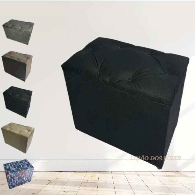 PUFF BAU SUEDE VELUDO ORGANIZADOR PORTA OBJETO SALA QUARTO CASA PENTEADEIRA PUF DECORATIVO PROMOÇÃO.