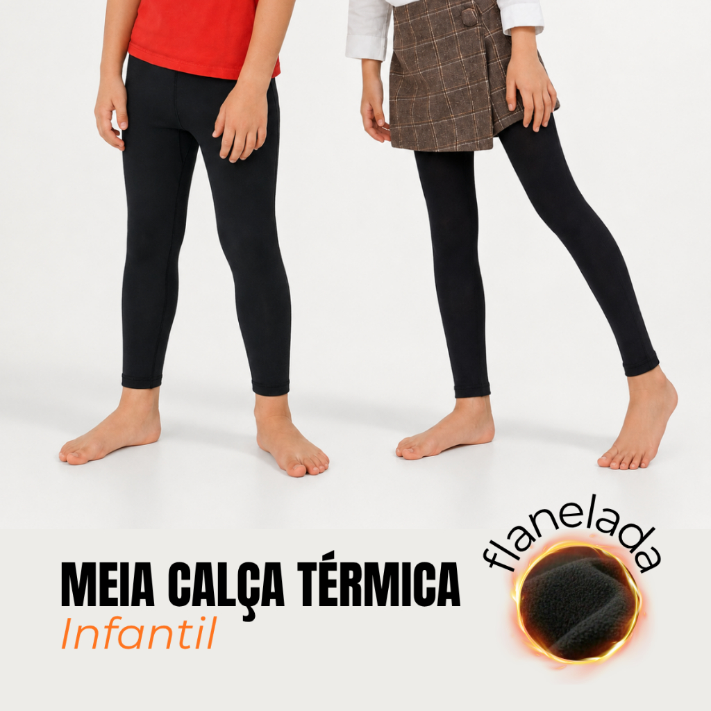 Meia Calça Térmica Infantil Quente Segunda Pele Menino Menina Frio Inverno Casual