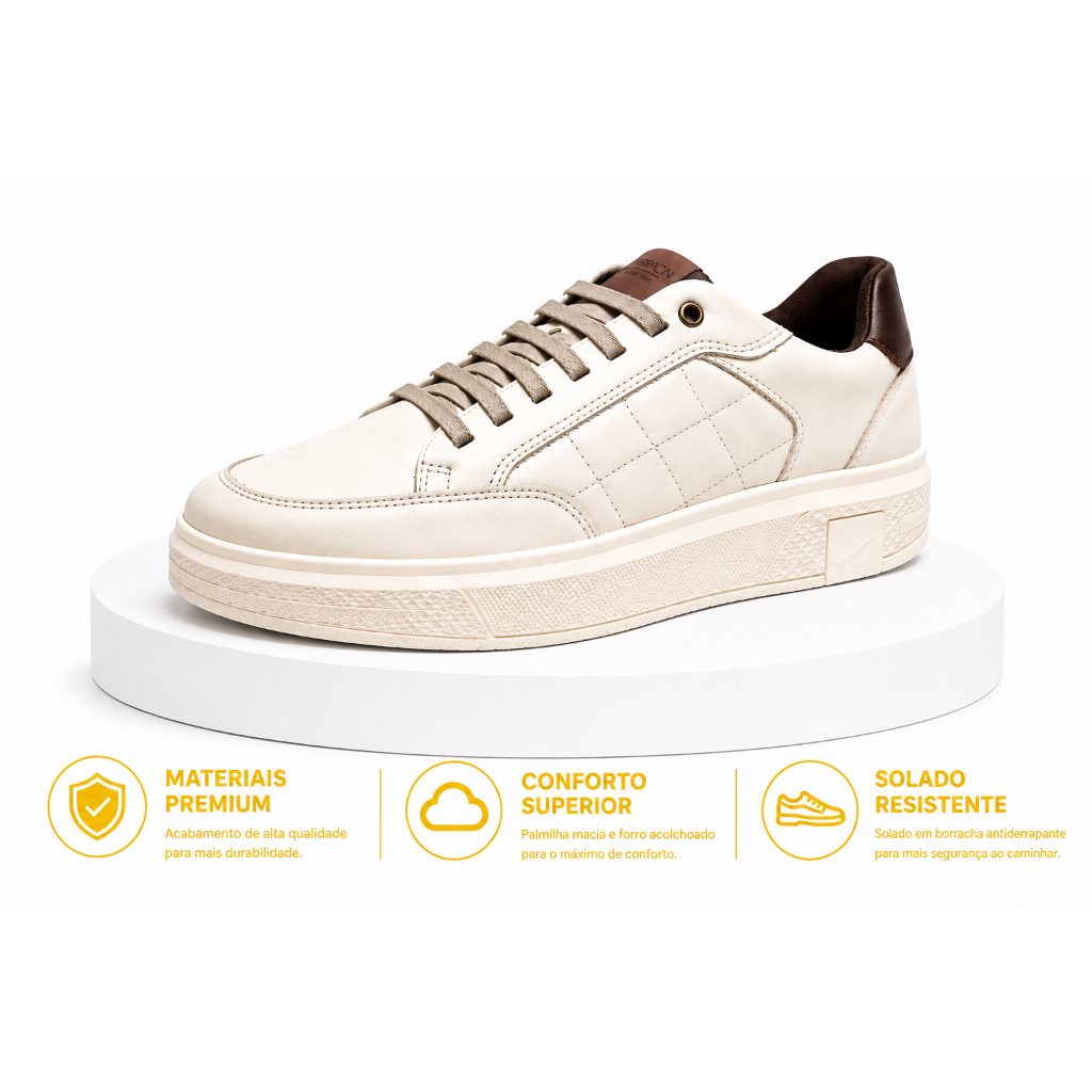 Sapatenis Ferracini Couro Titanium Off White