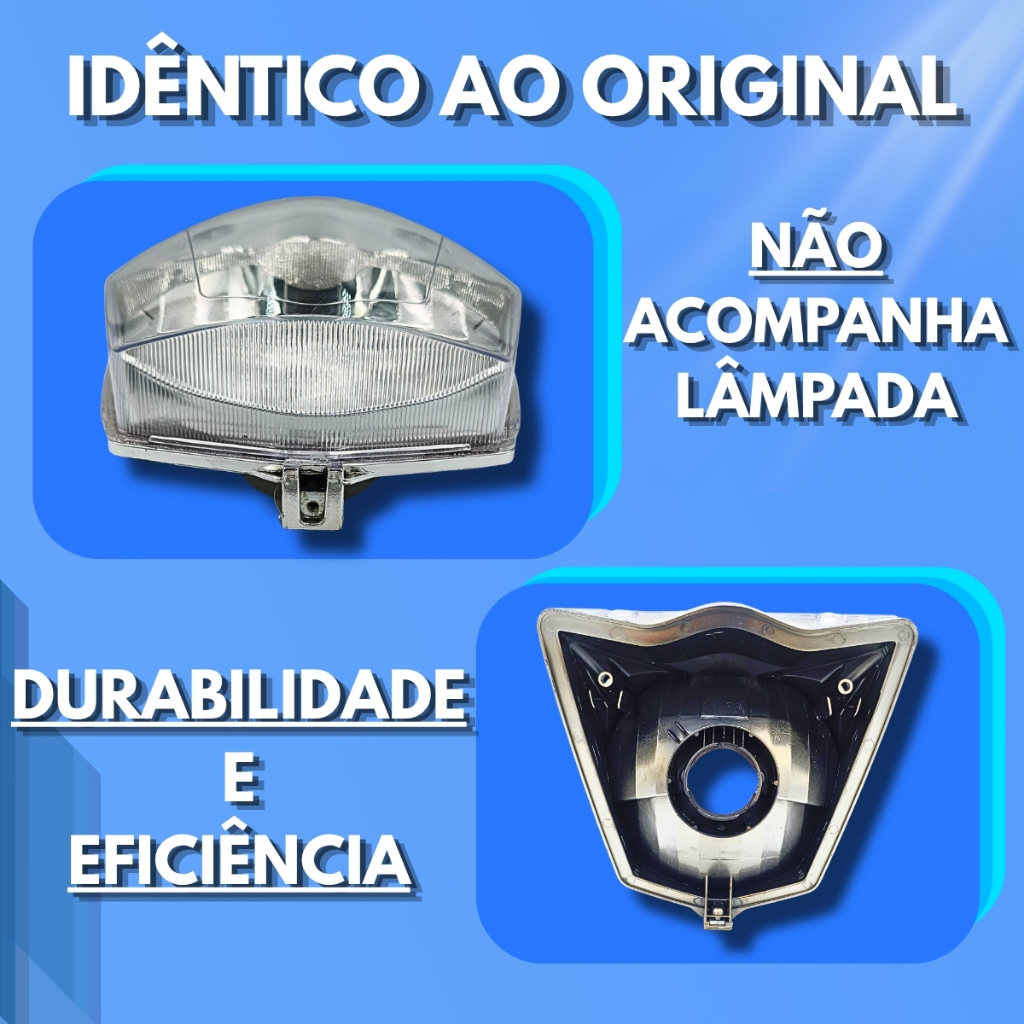 Farol Bloco Óptico Honda Cg 125 150 160 Titan Fan Start 2014 A 2022 2023 2024 — imagem 2 de 2