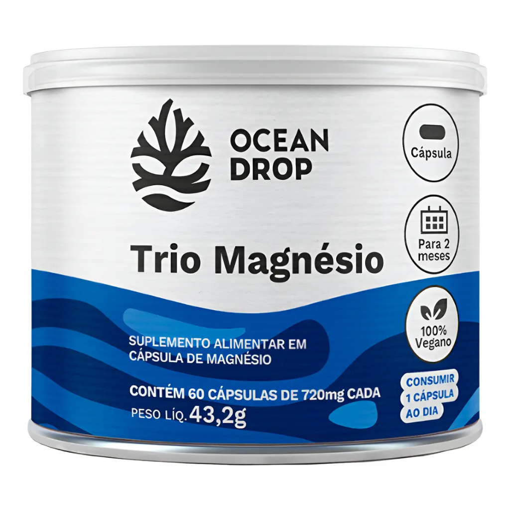 Trio Magnésio Alta Absorção Bisglicinato Dimalato Ocean Drop