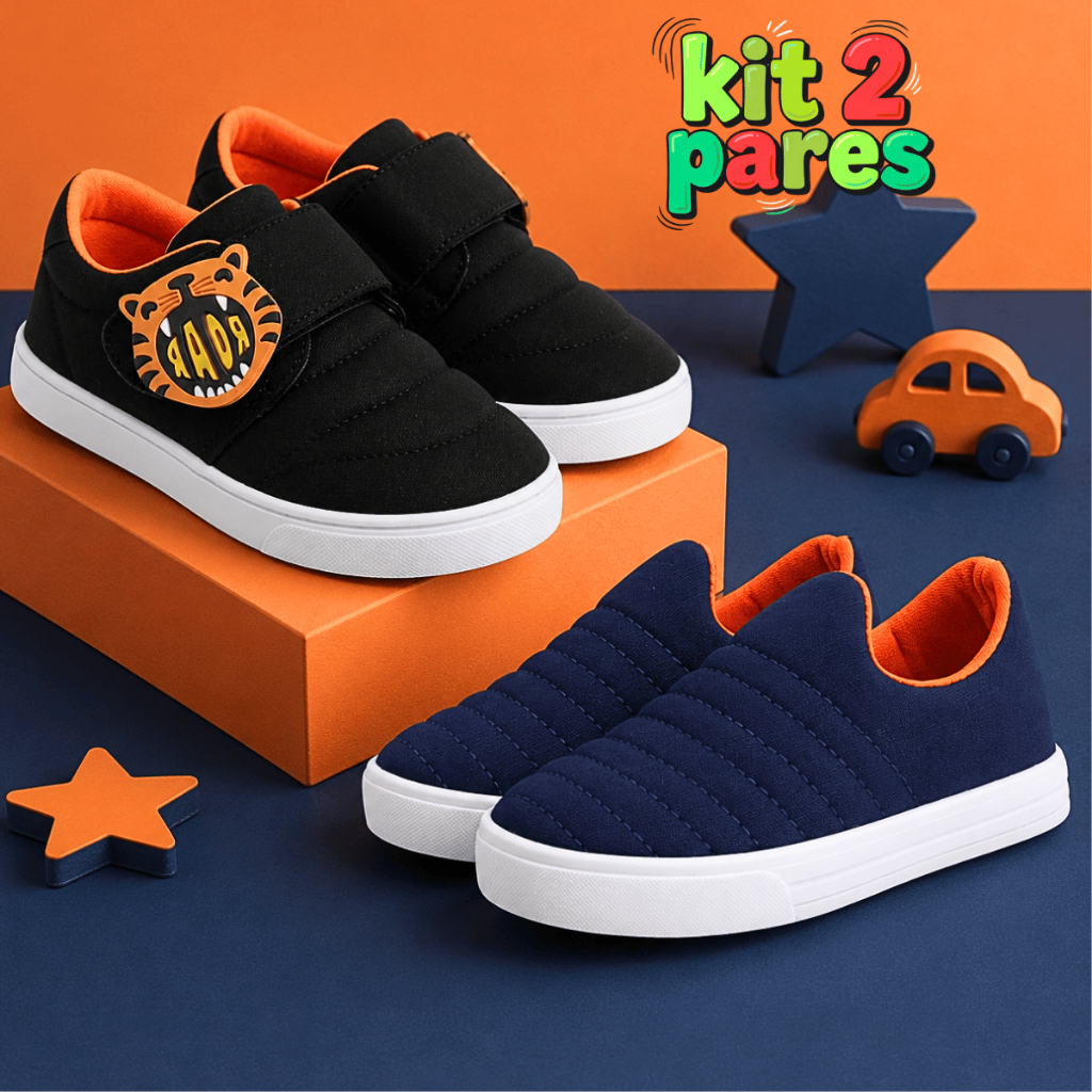 Kit 2 Tênis Infantil Masculino Calce Fácil Leve