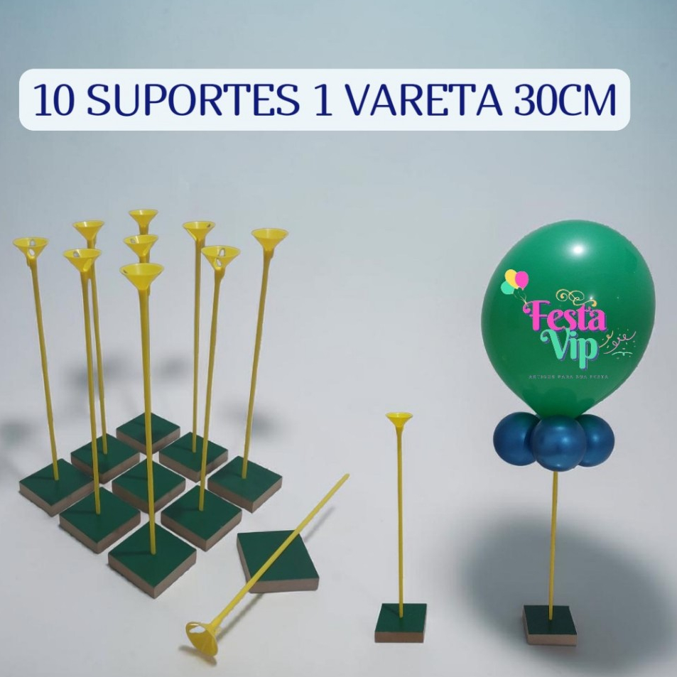 Suporte para baloes, verde e amarelo, 30 cm 1 vareta, decoracao de festa, bexiga, para festa, COPA