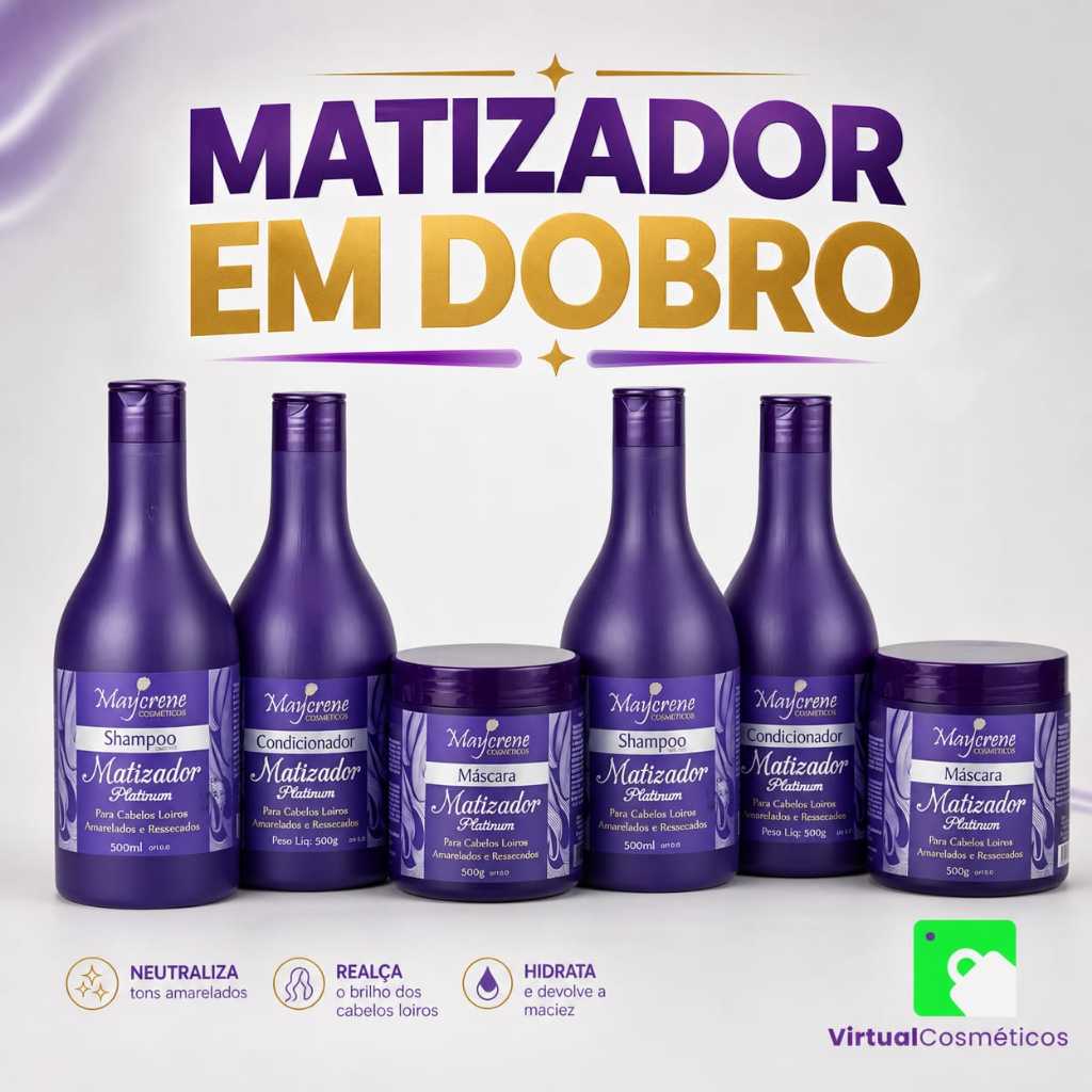 Kit Matizador Para Cabelo Loiro - kit Para Cabelo Platinado Shampoo+Condicionador+Máscara Desamareladora de Cabelo Loiro