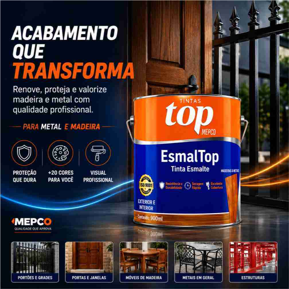 Esmalte Sintético MEPCO 900ml – Amarelo Brilhante | Proteção e Luminosidade para Madeira e Metal