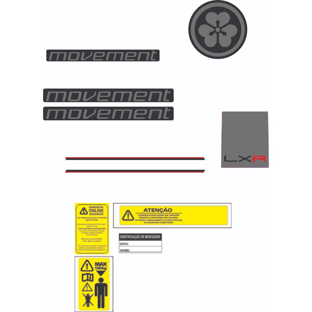 1 Kit Adesivos Bicicleta Movement Lx-r - Original