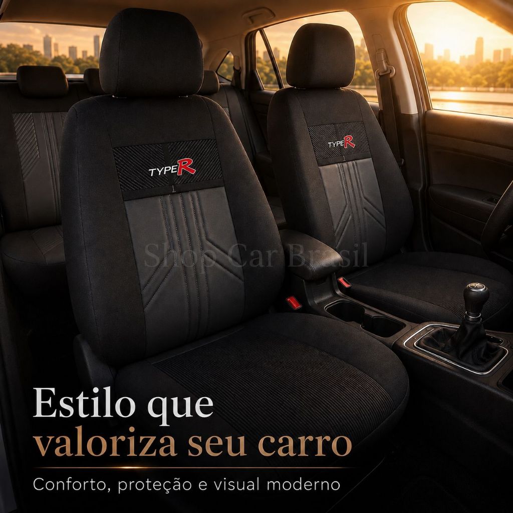 Capa De Banco Automotivo Em Tecido Grosso e Couro Ecologico Pra Carro Completo Palio Onix Uno Celta