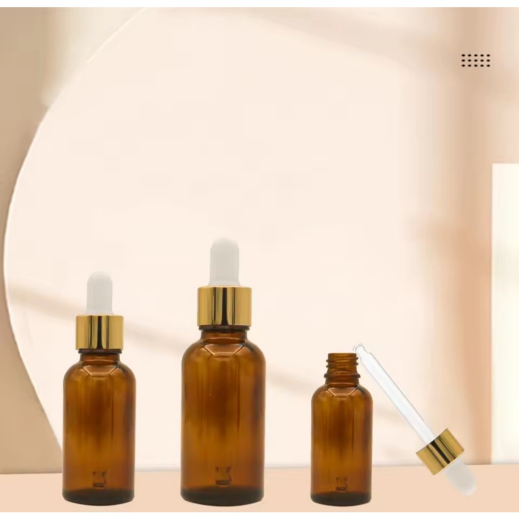 Kit 25/50 Frascos Conta Gotas 60ml Vidro Âmbar Tampa Dourada vidro resistente