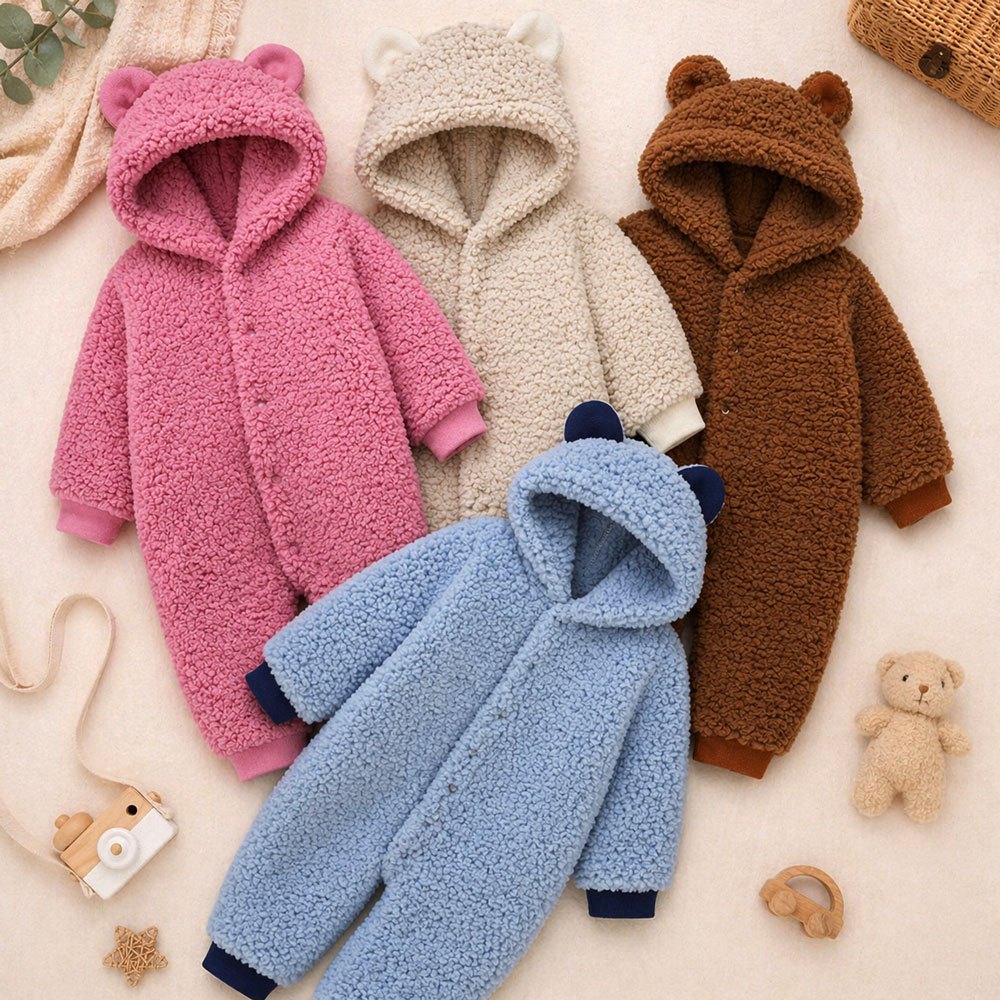 Macacão de Bebê Longo Pelúcia Teddy