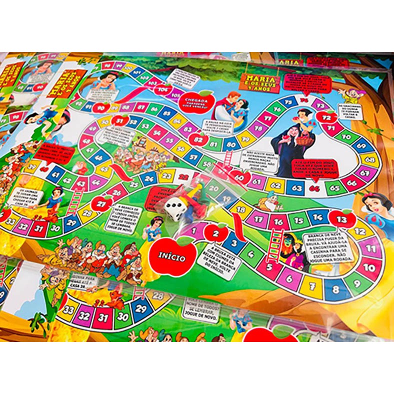 20 A 40 LEMBRANCINHA FESTA BRANCA DE NEVE | JOGO DE TABULEIRO INFANTIL PERSONALIZADO 40X30 CM | BRINDE PRINCESAS