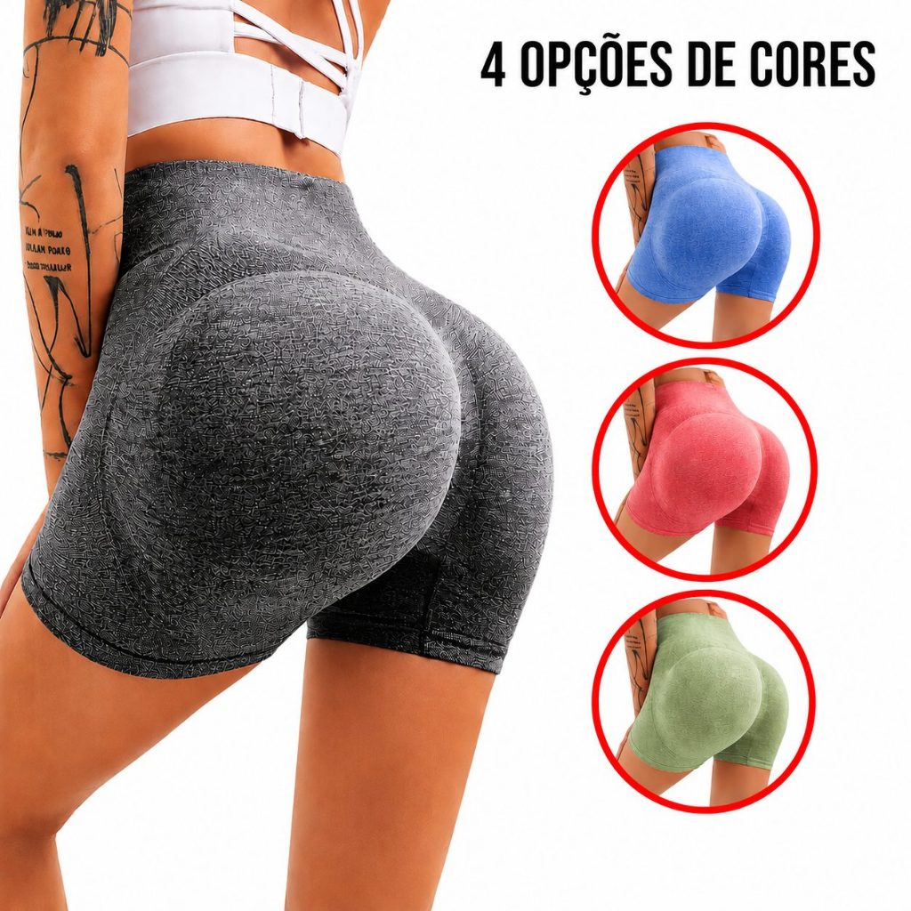 Shorts Bermuda Legging Feminino Levanta Empina Bumbum Poliamida Short Sem Costura Esportivo