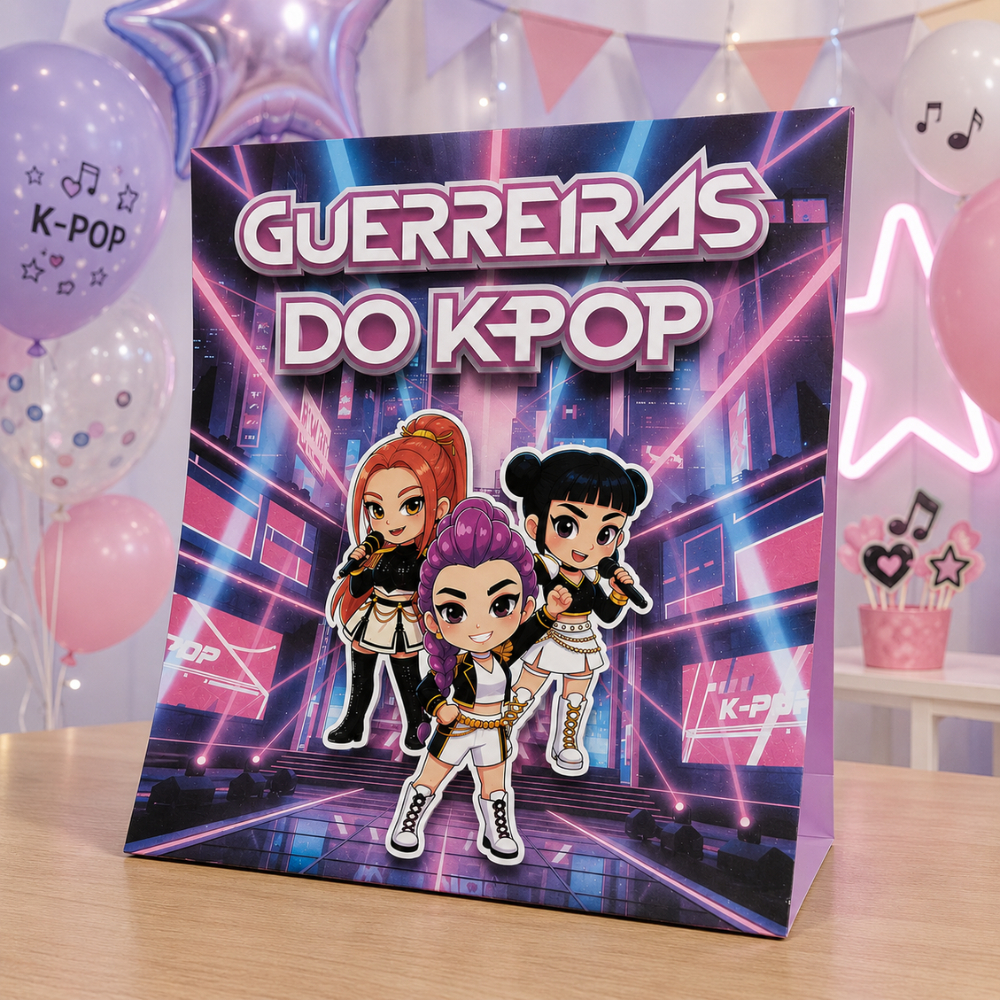 Centro de Mesa Plaquinha KPOP  Festa Infantil Aniversário Decoração Pronta Entrega