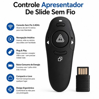 Controle Apresentador Caneta de Slide Sem Fio Passador Power Point Aula Palestra Com Laser