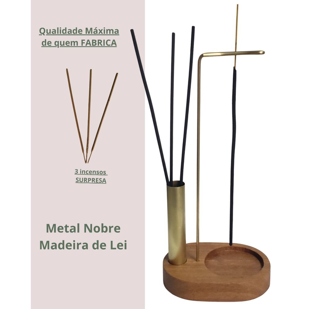 Incensário Invertido Porta Incenso Copo Porcelana Insenso Vertical Madeira Maciça Suporte Master Red