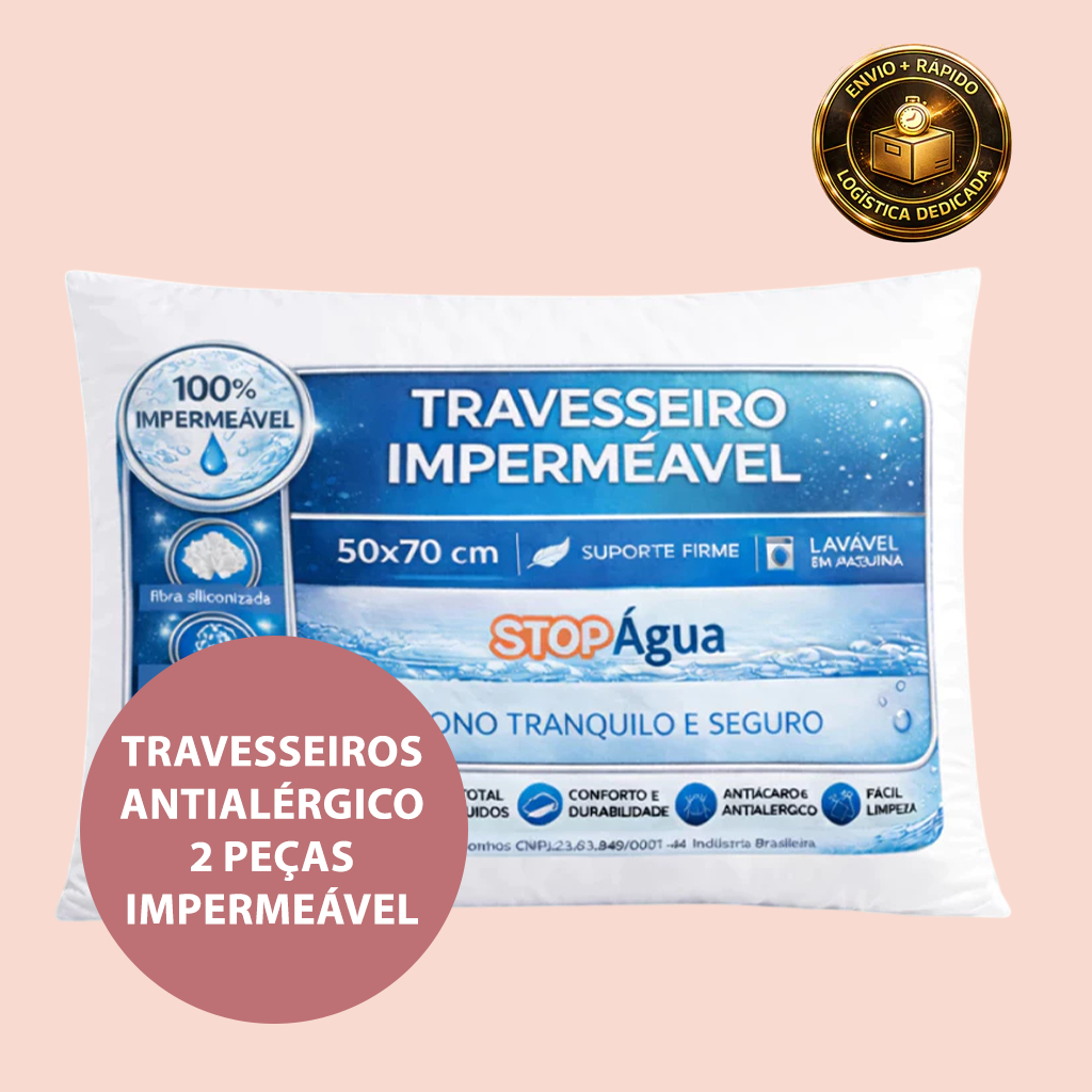 Kit Travesseiros 2 Peças Antialérgico Impermeável 50x70 Conforto e Proteção
