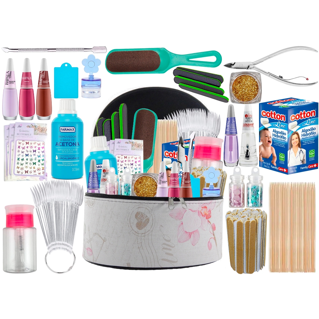 Kit Manicure Completo + Maleta Profissional Pessoal Nail Art Nail Design Decoração Unhas Essencial