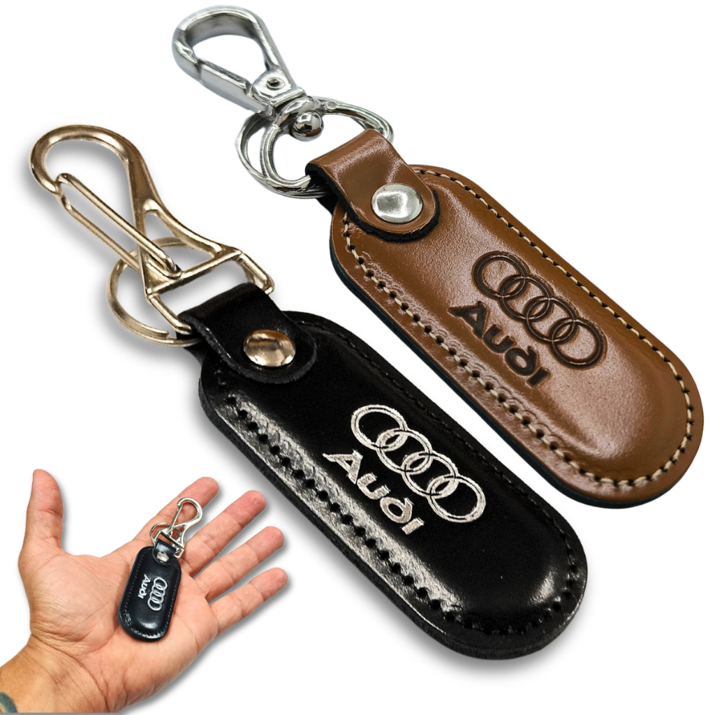 Chaveiro Audi Couro Preto Carro Mosquetão Automotivo Premium