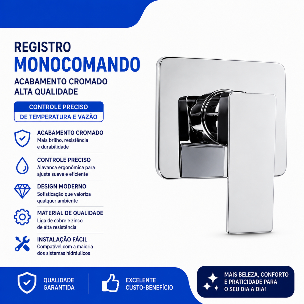 Acabamento P/registro Monocomando Base Docol Cromado