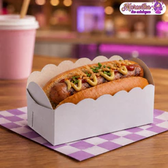 Embalagem para Mini Hot Dog em papel Branco - 11,5x06x5,5 cm - Pacote com 40unidades
