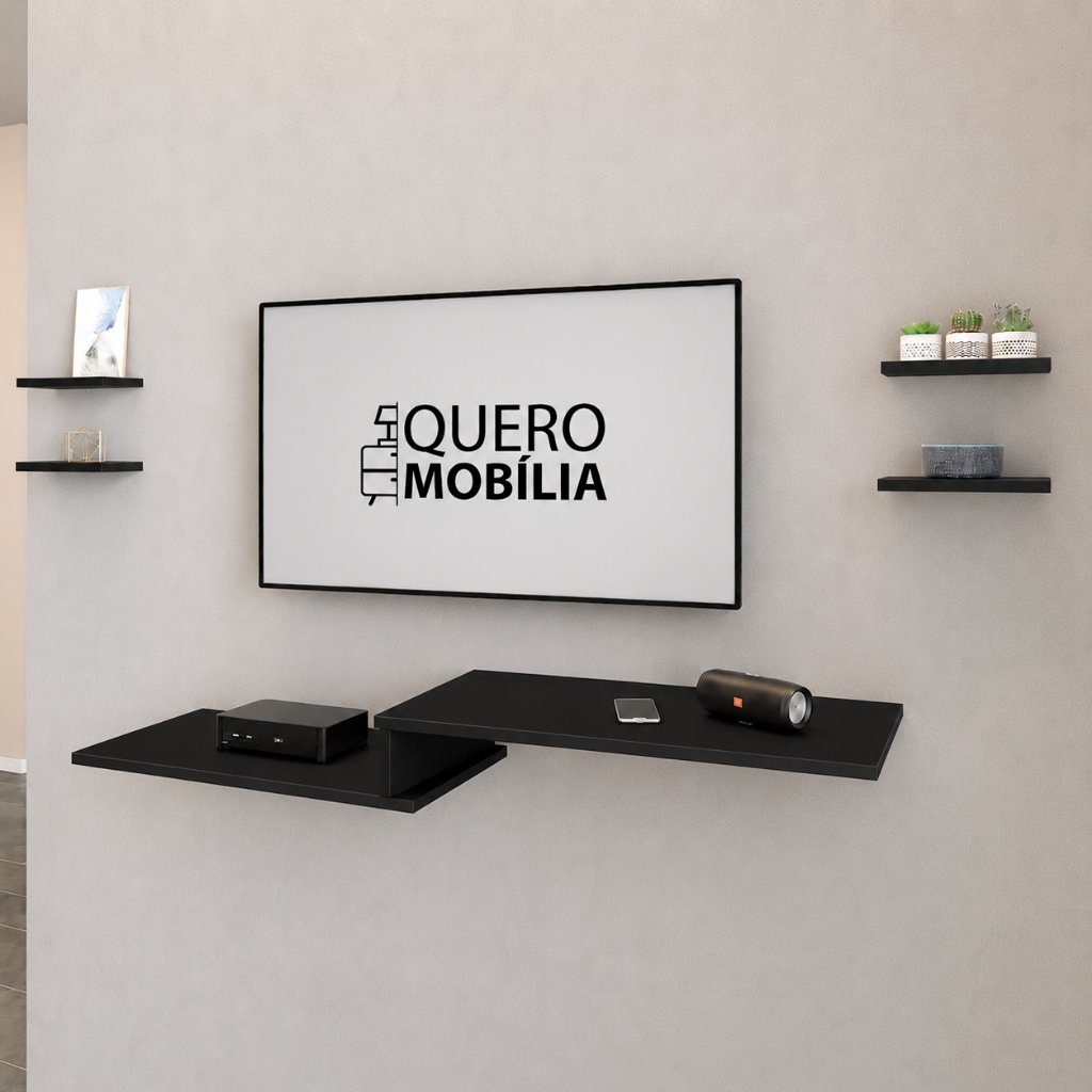 Rack Suspenso Para Quartos / Salas Com 4 Prateleiras