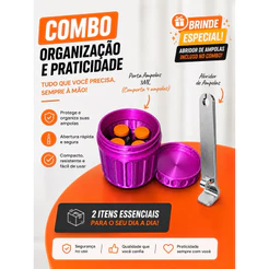 Kit Porta Ampolas com ou sem brilho 3ML para 4 Ampolas + Abridor de Brinde