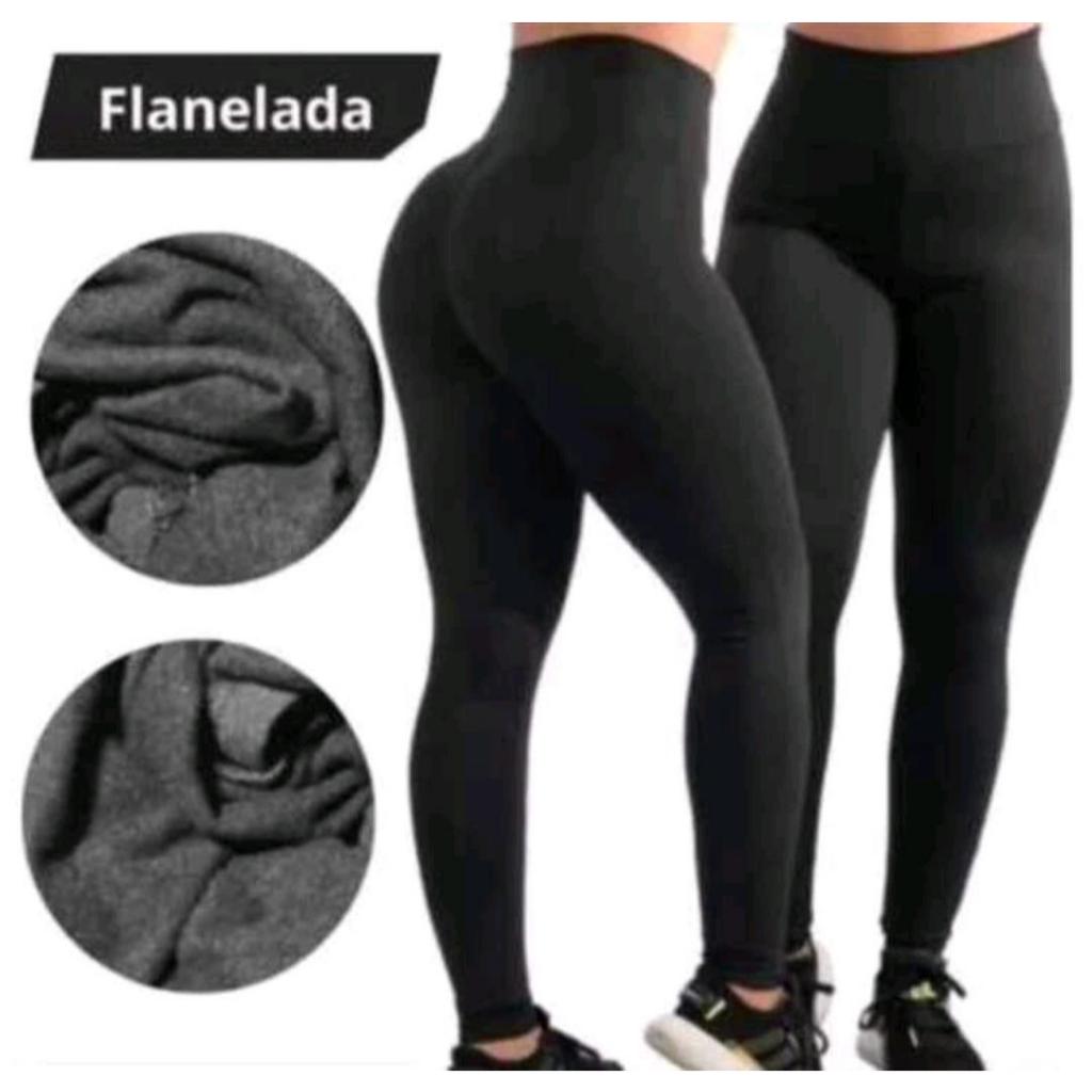 calça legging feminina flanelada cintura alta suplex peluciada p m g e gg forrada