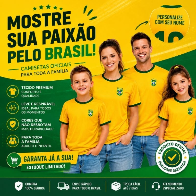 Camiseta do Brasil Copa do mundo com seu nome camisa copa personalizada com nome adulto infantil camisa copa em familia