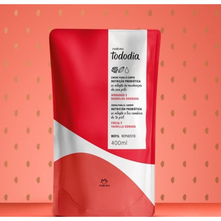 Refil Creme para o Corpo Tododia Morango e Baunilha Dourada - 400 ml