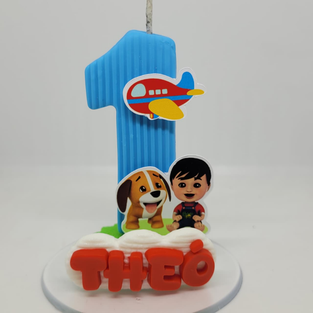 VELA PERSONALIZADA - BENTO E TOTÓ NOME VERMELHO VELA DE BISCUIT PARA FESTA DE ANIVERSARIO
