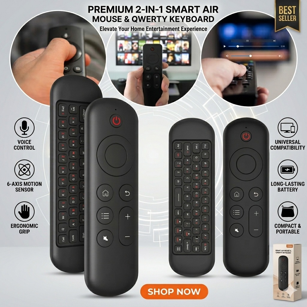 Controle Remoto LE-7678 Air Mouse LED 2.4G Bluetooth Universal para Smart TV Projetor PC