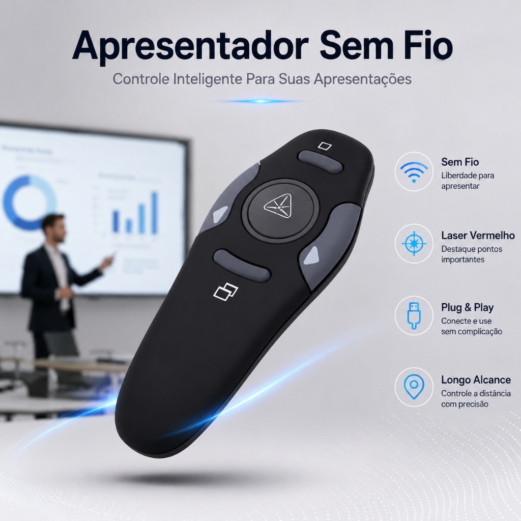 Apresentador Sem Fio PPT USB Controle Slide PowerPoint Laser Vermelho 2.4GHz