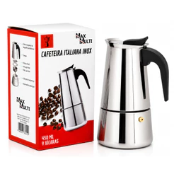 Cafeteira Expresso Italiana Luxo Moka Inox 9 Xicaras Compatível com Fogão de Indução Aprox 450ml