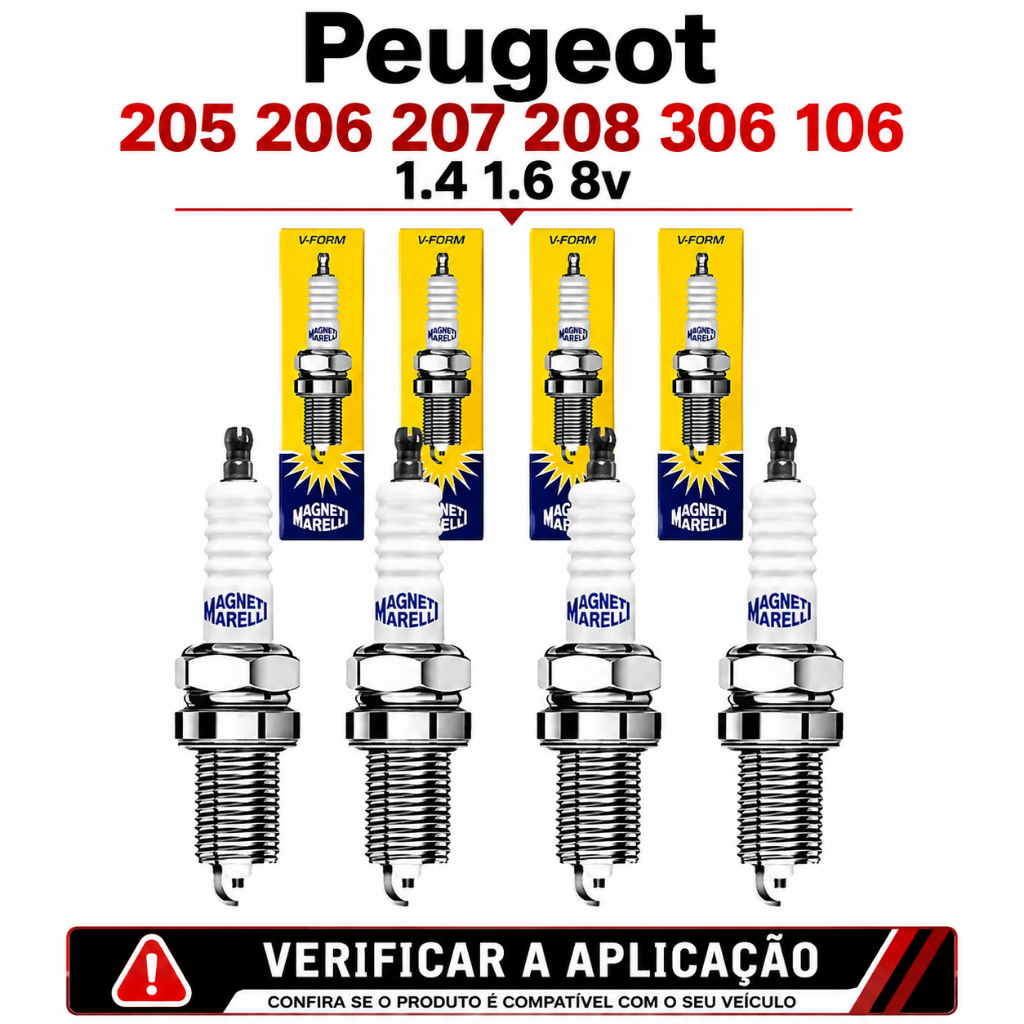 Jogo Vela Ignição Peugeot 205 206 207 208 306 106 Passion Sw Hoggar 1.4 1.6 8v 16v