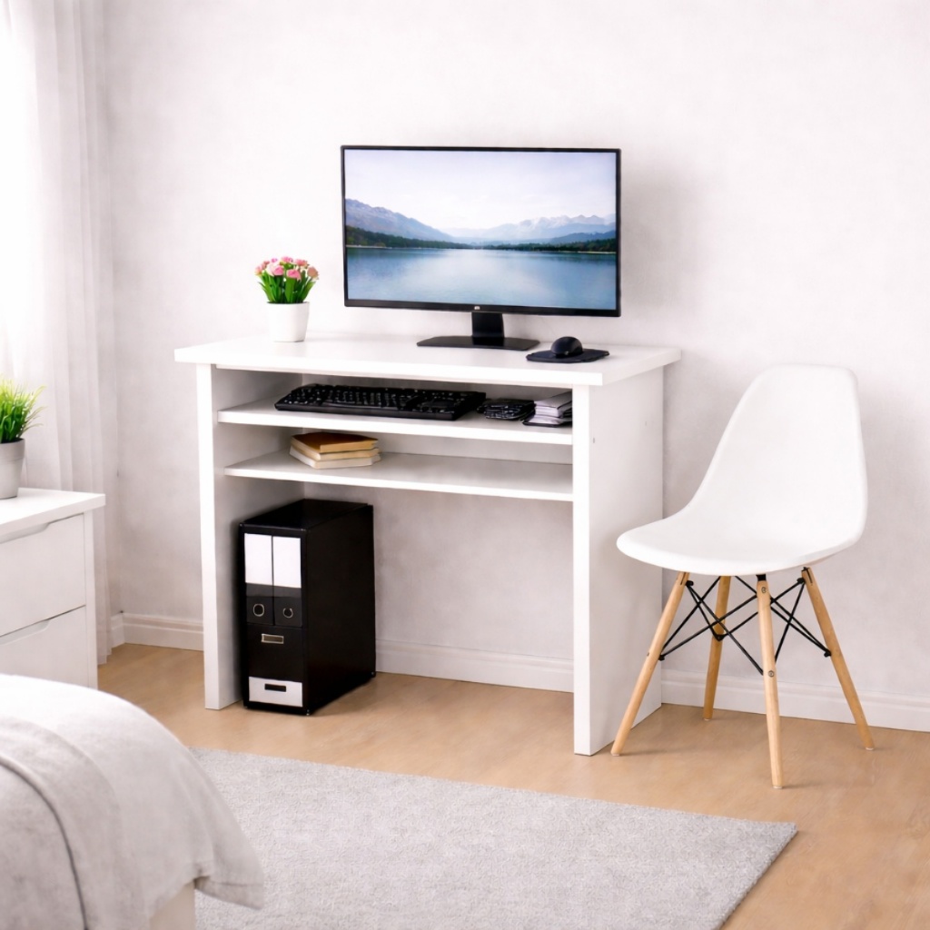 Mesa Para Informática Com Gaveta Suporte Teclado E Cadeira Ideal Para Home Office E Escritório