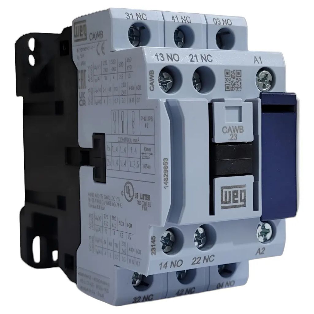 Contator Auxiliar Weg Cawb23-00c03 10a 2na+3nf 24vdc 50/60hz
