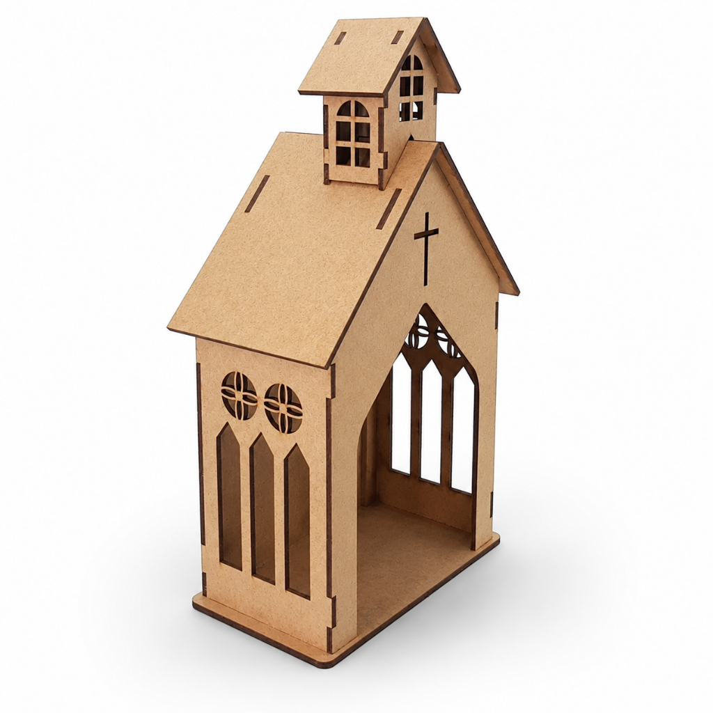 Oratorio Capela Pequena MDF Cru 19,5cm Decoracao Religiosa Provencal Santuário Para Imagens Santos Cortado Laser Montado