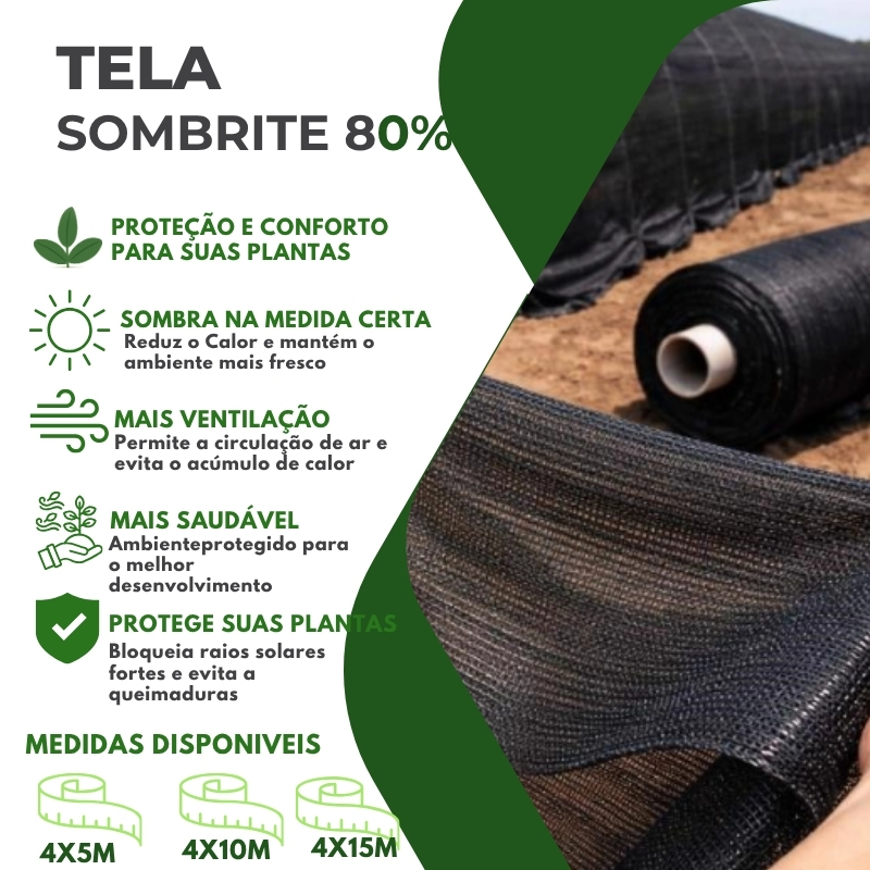 Sombrite 80% tela sombreamento Sombrite 80% tela sombreamento para horta jardim orquidario viveiro estufa 4,00 de Largur