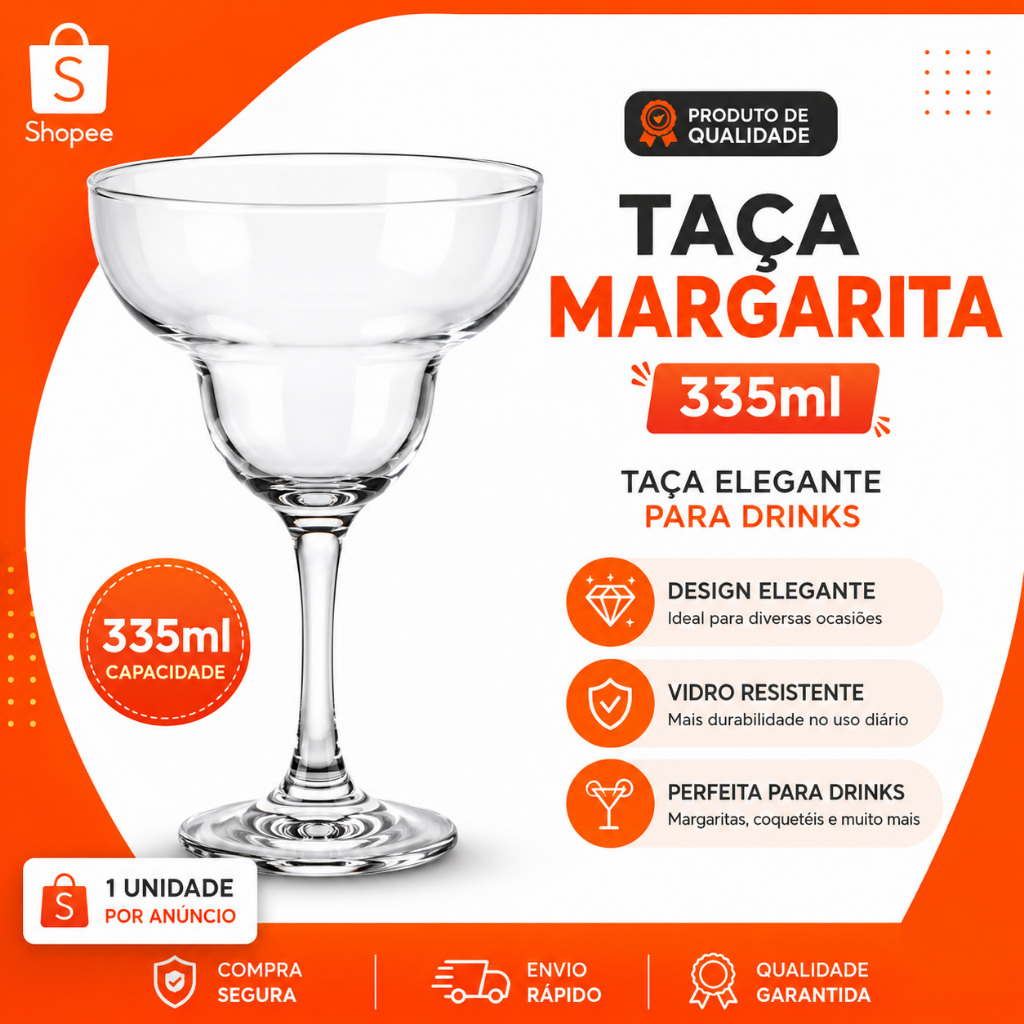 Jogo de Taças Margarita 335ml Taça Coquetel De Vidro Taça Para Drink Martine Kit 2 Ou 4 Unid
