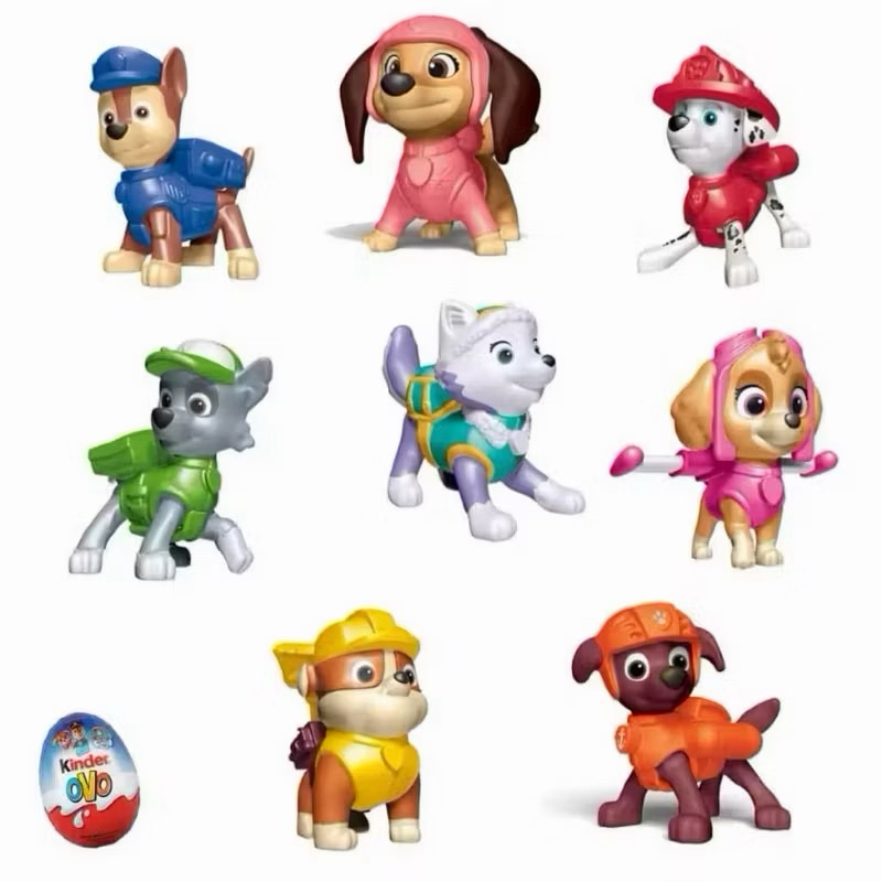 Boneco colecionável Patrulha Canina do Kinder Ovo acompanha cápsula e panfleto