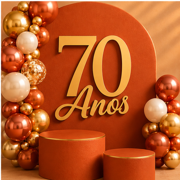 Letreiro 70 Anos Decoração Eventos, Aniversario Mdf 3mm Letreiro Aplique Festa