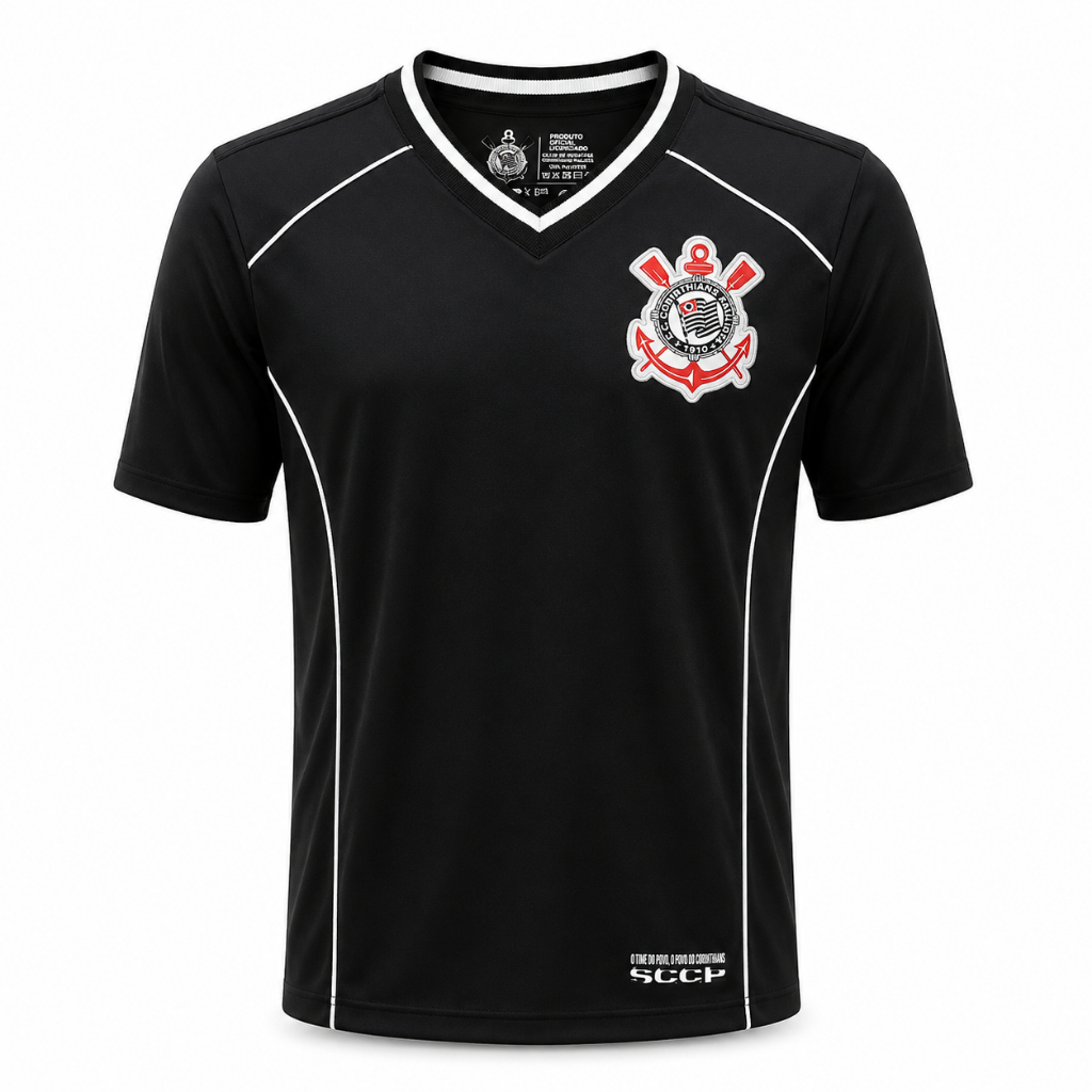 Camisa Corinthians Torcedor Gola V Escudo Bordado Licenciada Oficial