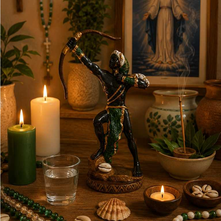 Oxóssi Orixá 17 cm imagem de Oxóssi Orixá de Resina umbanda altar decoração