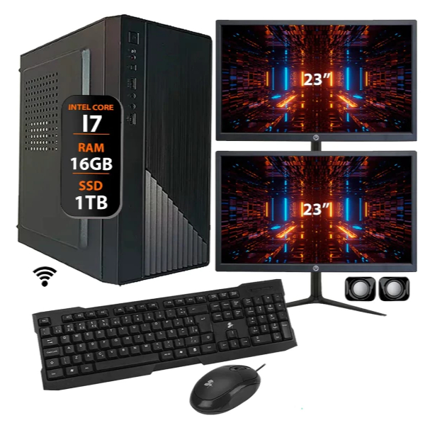 Computador Intel I7 16gb Ssd 1tb 2 Monitor 23 + 2gb