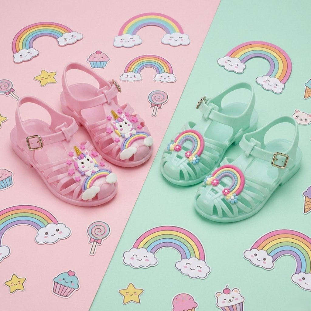 Kit 2 Sandália Feminina Infantil Confortável e Leve Papete Fecho Fivela Varias Cores
