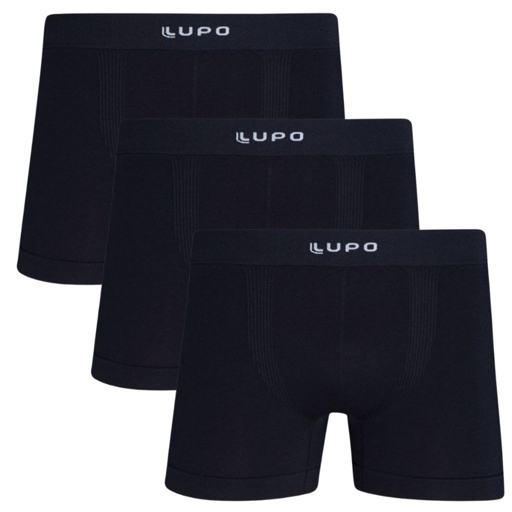 Kit 3 Cuecas Boxer Masculina Lupo 661 Original Sem Costura Poliamida