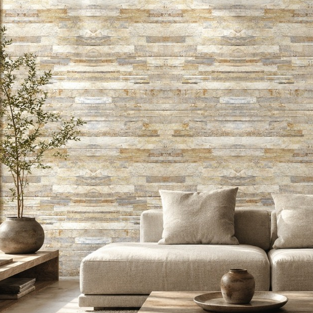 Papel de Parede Adesivo Pedra Canjiquinha Varios de tons Bege Vinil Adesivo 3D Lavável Revestimento